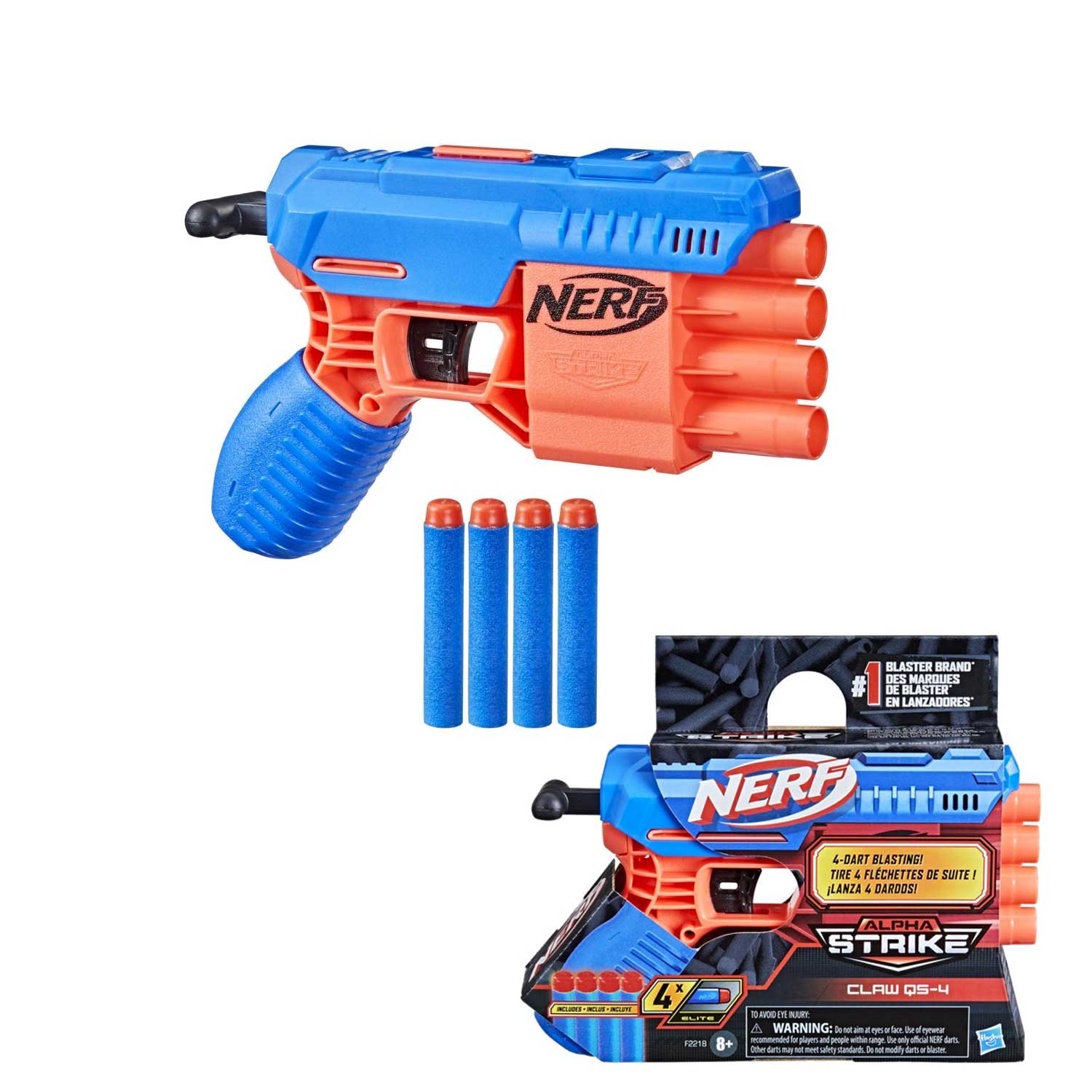 PISTOLET A FLECHETTES NERF ALPHA STRIKE CLAW QS-4 + 4 FLECHETTES