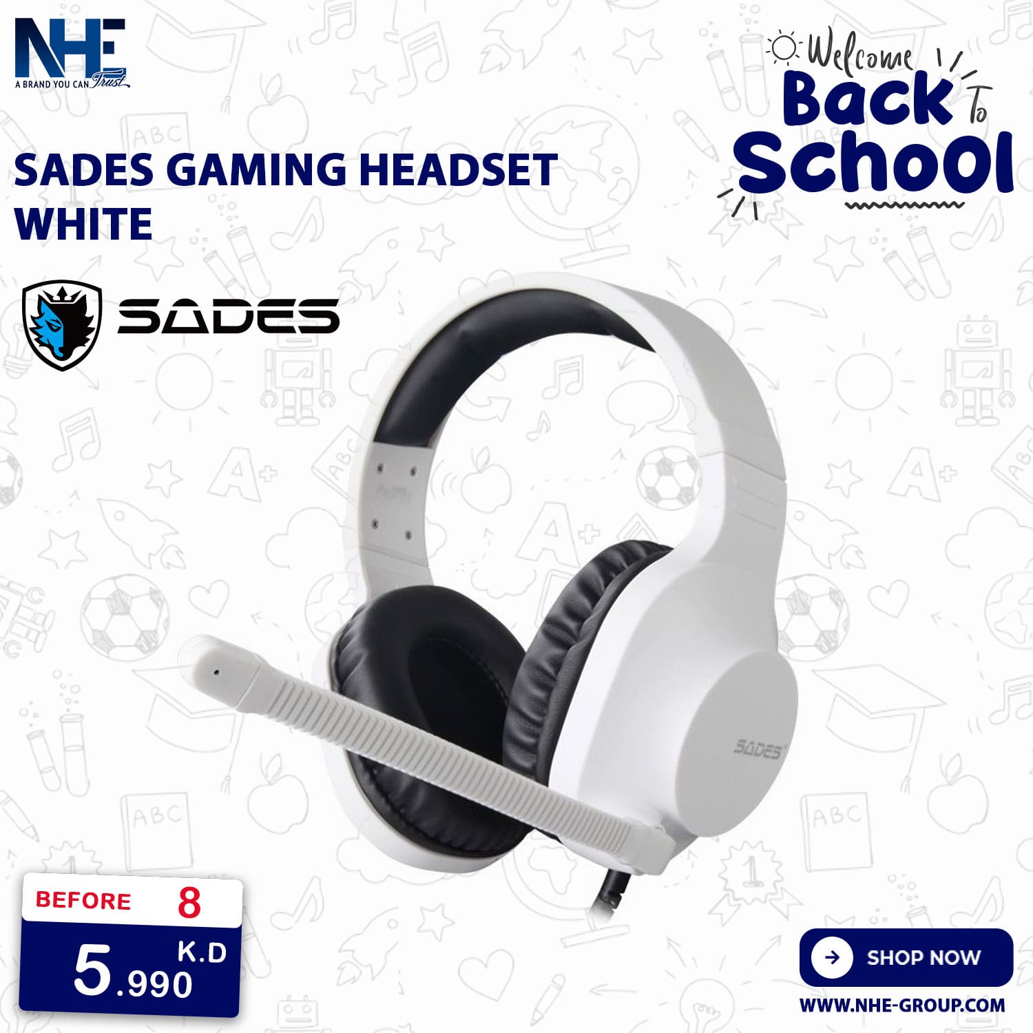 NHE Group | Sades Spirits Wired Gaming Headset - White