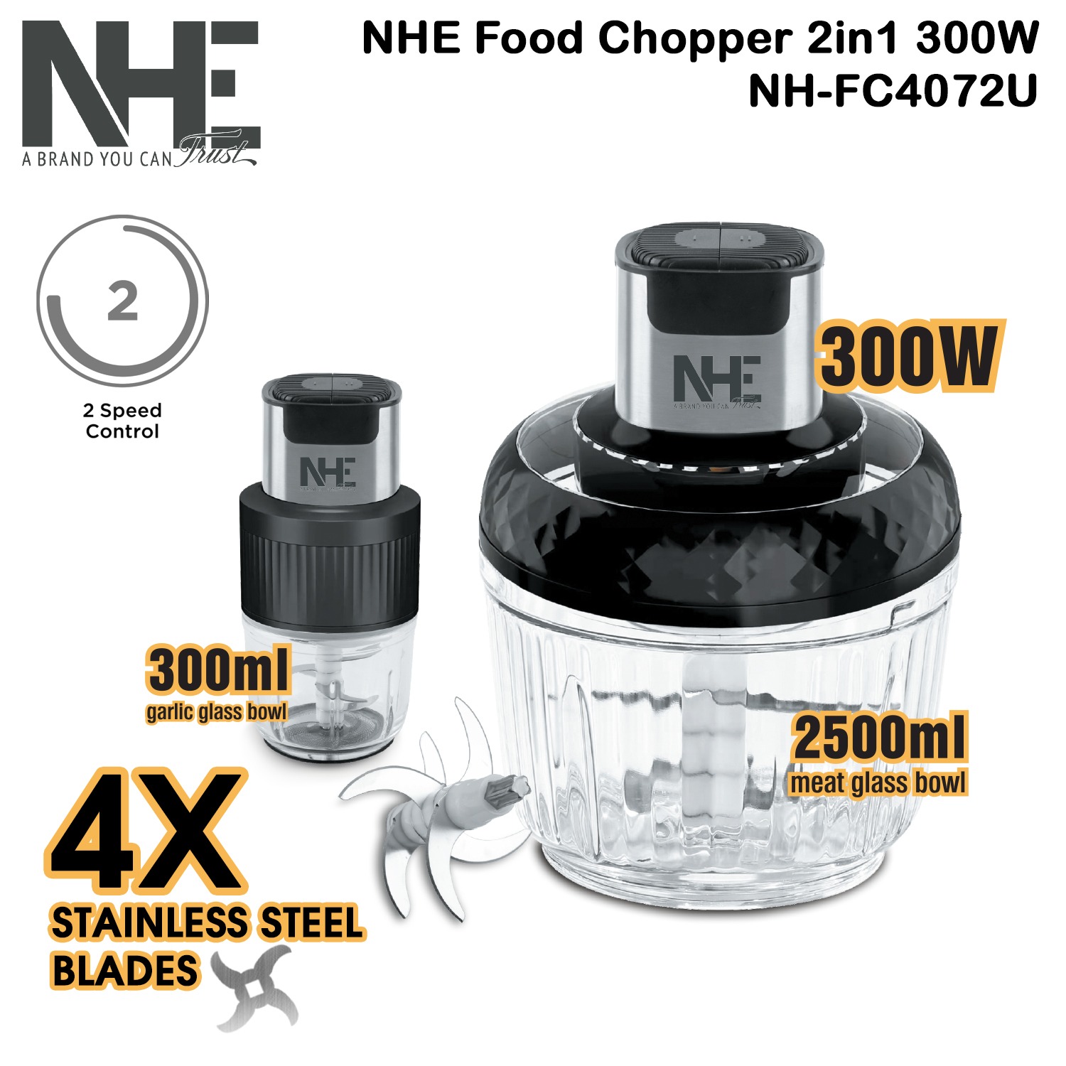 مفرمة طعام  2 في 1 300 واط NH-FC4072U